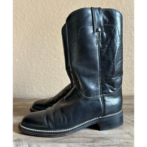 Tony Lama Black Leather Roper Boots Youth Size 4 - Picture 2 of 11